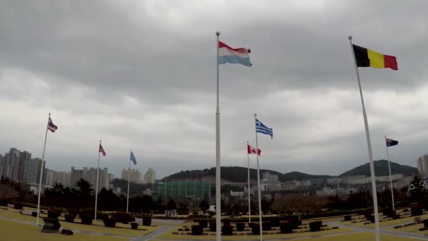 Cimitero Commemorativo Delle Nazioni Unite Corea Onora Soldati Delle Nazioni — Video Stock