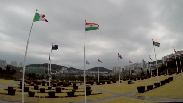 Cimitero Commemorativo Delle Nazioni Unite Corea Onora Soldati Delle Nazioni — Video Stock