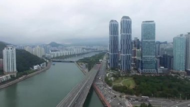 Hyperlapse trafik Haeundae, Busan, Güney Kore, Asya Centum City.