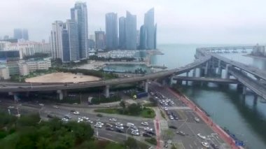 Hyperlapse trafik Haeundae, Busan, Güney Kore, Asya Centum City.