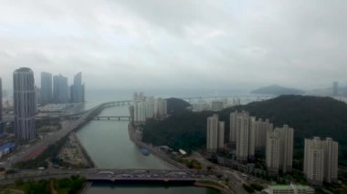 Hyperlapse trafik Haeundae, Busan, Güney Kore, Asya Centum City.