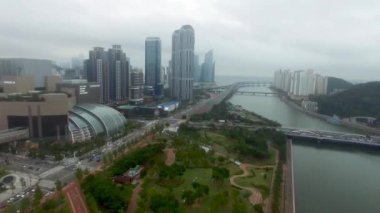 Hyperlapse trafik Haeundae, Busan, Güney Kore, Asya Centum City.