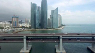Hyperlapse trafik Haeundae, Busan, Güney Kore, Asya Centum City.