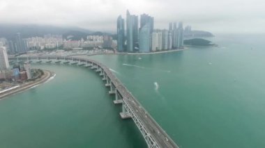 Hyperlapse trafik Haeundae, Busan, Güney Kore, Asya Centum City.