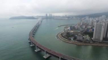 Hyperlapse trafik Haeundae, Busan, Güney Kore, Asya Centum City.