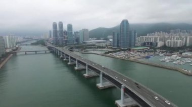 Hyperlapse trafik Haeundae, Busan, Güney Kore, Asya Centum City.