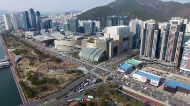 Hyperlapse Centum şehir trafiğinde Haeundae, Busan, Güney Kore, Asya.