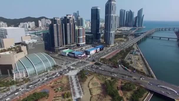Hyperlapse Centum City Trafik Haeundae Busan Sydkorea Asien — Stockvideo