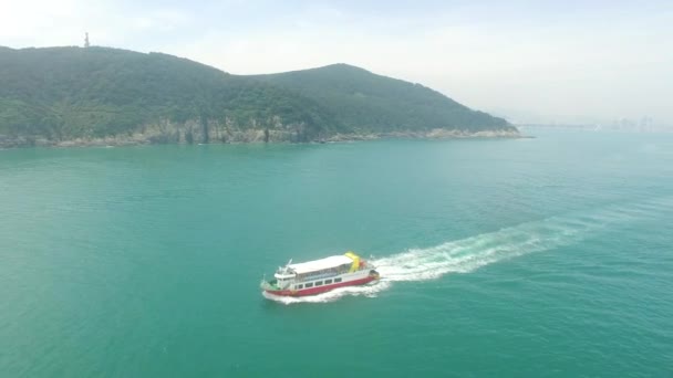 Luchtfoto Van Het Cruiseschip Bij Igidae Park Busan Zuid Korea — Stockvideo
