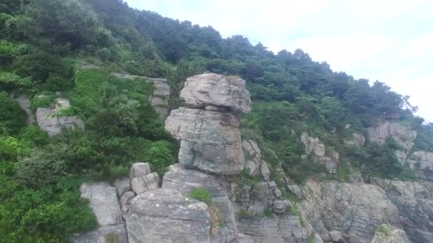 Luchtfoto Van Nongbawi Stone Igidae Park Busan Zuid Korea Azië — Stockvideo