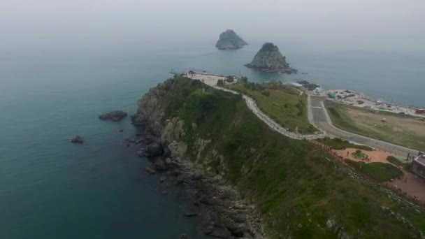 Luchtfoto Van Oryukdo Skywalk Busan Zuid Korea Azië — Stockvideo