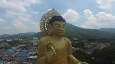 Hongbeopsa Tapınağı'nın havadan görünümü, Busan, Güney Kore, Asya