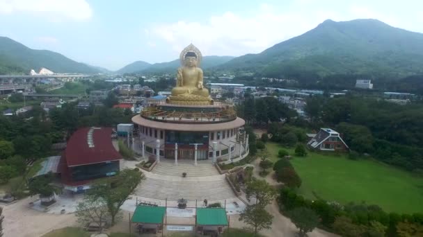Flygbild Över Hongbeopsa Temple Busan Sydkorea Asien — Stockvideo