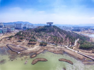 Bitgaram Gözlemevi Havadan Görünümü, Naju, Jeonnam, Güney Kore, Asya