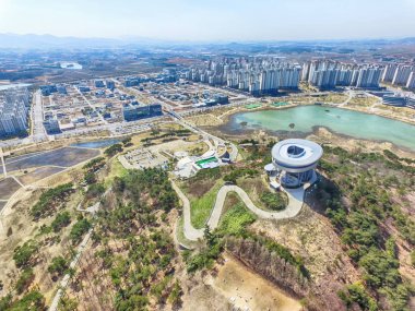 Bitgaram Gözlemevi Havadan Görünümü, Naju, Jeonnam, Güney Kore, Asya