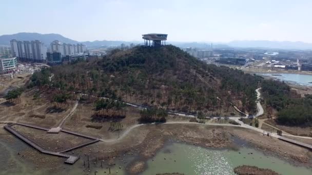 Luchtfoto Van Bitgaram Observatory Naju Jeonnam Zuid Korea Azië — Stockvideo