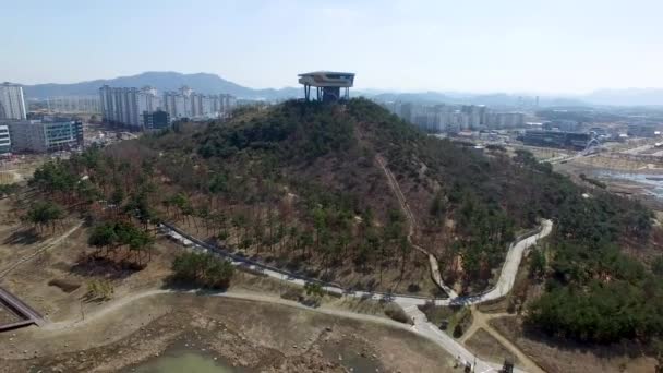 Letecký Pohled Observatoř Bitgaram Naju Jeonnam Jižní Korea Asie — Stock video