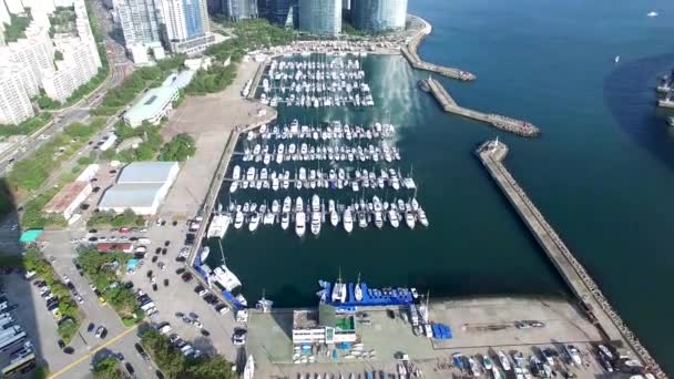 Luchtfoto Van Haeundae Suyeong Bay Yachting Center Busan Zuid Korea — Stockvideo