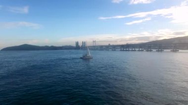 Yaz Haeundae Denizi Havadan Görünümü, Busan, Güney Kore, Asya