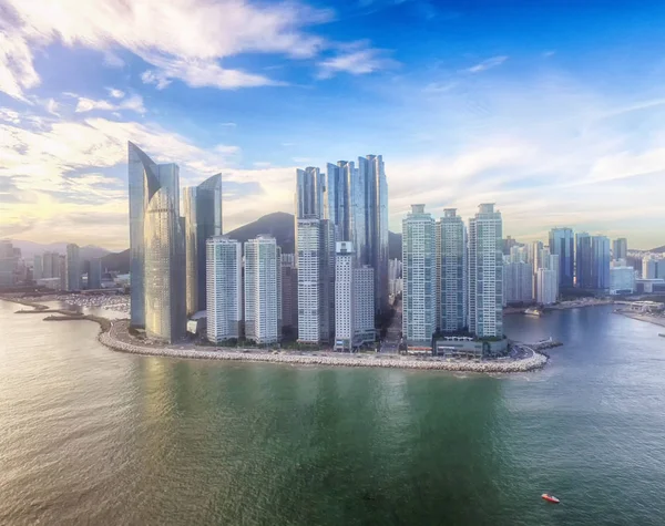 Luchtfoto van de zomer Haeundae zee, Busan, Zuid-Korea, Azië — Stockfoto