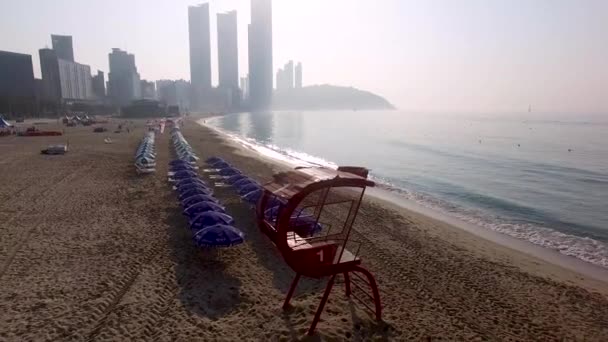 夏季海云台海滩的早晨 — 图库视频影像