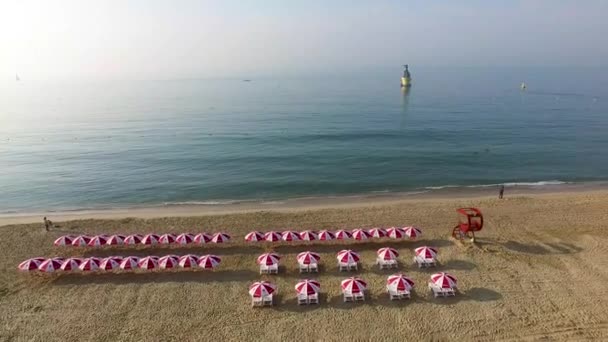 Ochtend Van Zomer Haeundae Strand Busan Zuid Korea Azië — Stockvideo