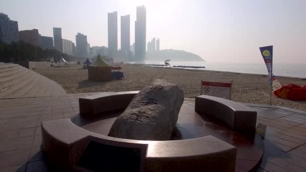 Morgon Sommaren Haeundae Beach Busan Sydkorea Asien — Stockvideo