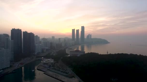 Zonsopgang Van Zomer Haeundae Beach Busan Zuid Korea Azië — Stockvideo