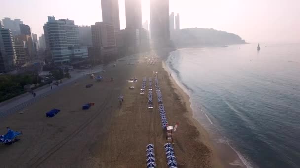 Zonsopgang Van Zomer Haeundae Beach Busan Zuid Korea Azië — Stockvideo