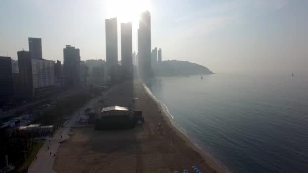 Yaz Haeundae Plajı Nın Gün Doğumu Busan Güney Kore Asya — Stok video