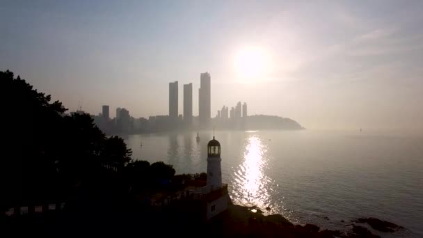 Sunrise Van Dongbaekseom Island Busan Zuid Korea Azië — Stockvideo