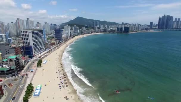 Aeril Uitzicht Sunny Summer Gwangalli Beach Busan Zuid Korea Azië — Stockvideo