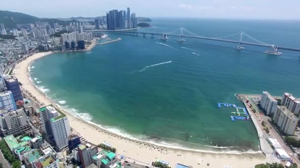 Aeril Uitzicht Sunny Summer Gwangalli Beach Busan Zuid Korea Azië — Stockvideo