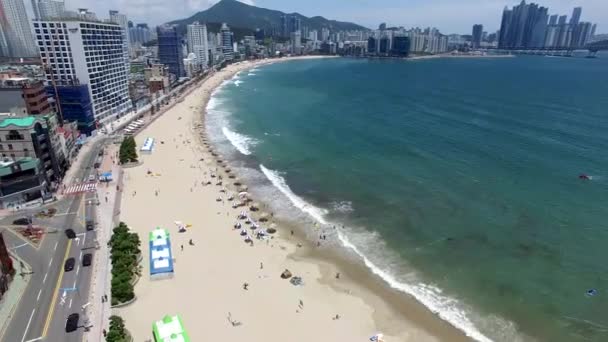 Aeril Uitzicht Sunny Summer Gwangalli Beach Busan Zuid Korea Azië — Stockvideo