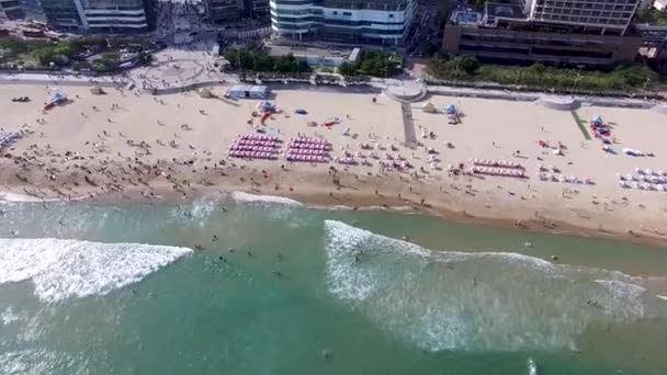 Вид Воздуха Солнечный Летний Пляж Хэундэ Пусан Южная Корея Азия — стоковое видео