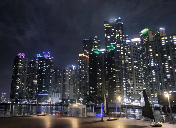 Night View of Haeundae Beach, Busan, South Kroea, Asia — Stock Photo, Image