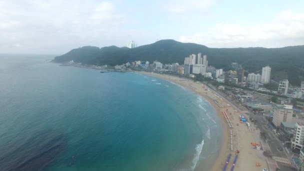 Vista Aérea Songjeong Beach Jeonggwan Gijang Busan Coréia Sul Ásia — Vídeo de Stock