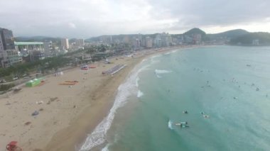 Songjeong Plajı, jeonggwan, Gijang, Busan, Güney Kore, Asya Havadan Görünümü