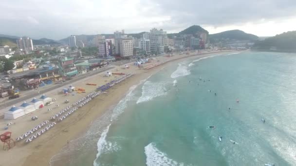 Vista Aérea Songjeong Beach Jeonggwan Gijang Busan Coréia Sul Ásia — Vídeo de Stock