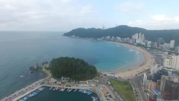 Vista Aérea Songjeong Beach Jeonggwan Gijang Busan Corea Del Sur — Vídeos de Stock