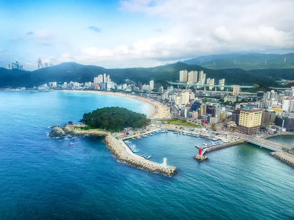 Luftaufnahme des Songjeong-Strandes, jeonggwan, gijang, busan, Süden — Stockfoto