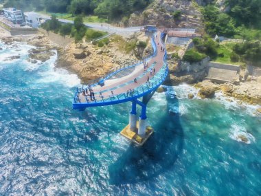 Cheongsapo Daritdol Gözlemevi Skywalk havadan görünümü, Haeundae, Busan, Güney Kore, Asya