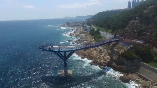 Widok Lotu Ptaka Cheongsapo Daritdol Observatory Skywalk Haeundae Busan Korea — Wideo stockowe