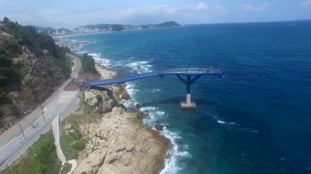 Vista Aérea Cheongsapo Daritdol Observatory Skywalk Haeundae Busan Corea Del — Vídeo de stock