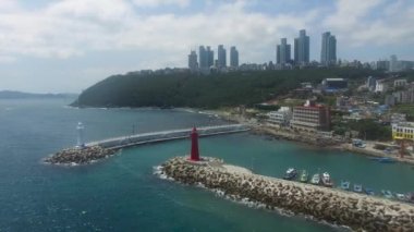 Summer Cheongsapo Port, Haeundae, Busan, Güney Kore, Asya'nın havadan görünümü.