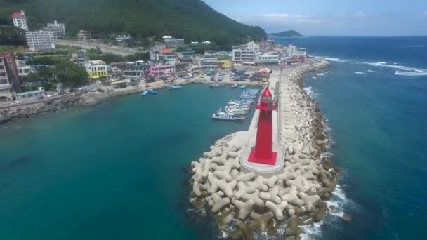 Luchtfoto Van Zomer Cheongsapo Port Haeundae Busan Zuid Korea Azië — Stockvideo