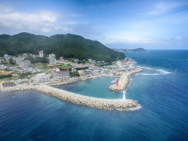 Summer Cheongsapo Port, Haeundae, Busan, Güney Kore, Asya'nın havadan görünümü