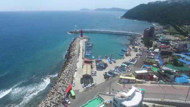 Vista Aérea Del Puerto Cheongsapo Verano Haeundae Busan Corea Del — Vídeo de stock