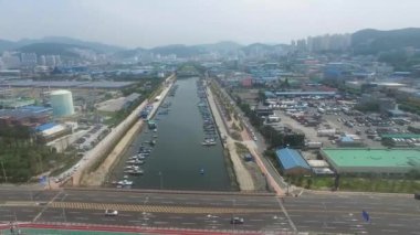 Bunezia janglim Port Janglimpogu Havadan Görünümü, Sahagu, Busan, Güney Kore, Asya.