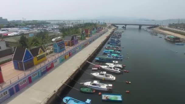 Luchtfoto Van Bunezia Janglim Port Janglimpogu Sahagu Busan Zuid Korea — Stockvideo